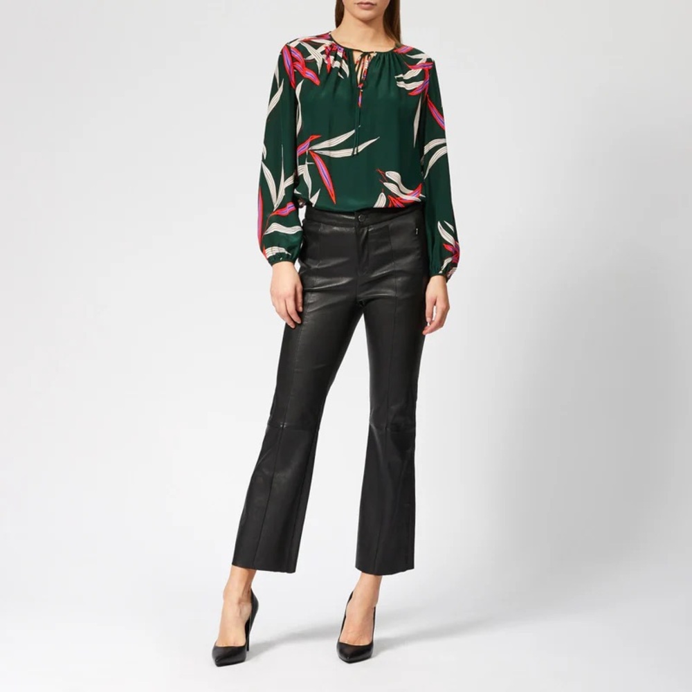 DVF Silk Green Patterned Blouse